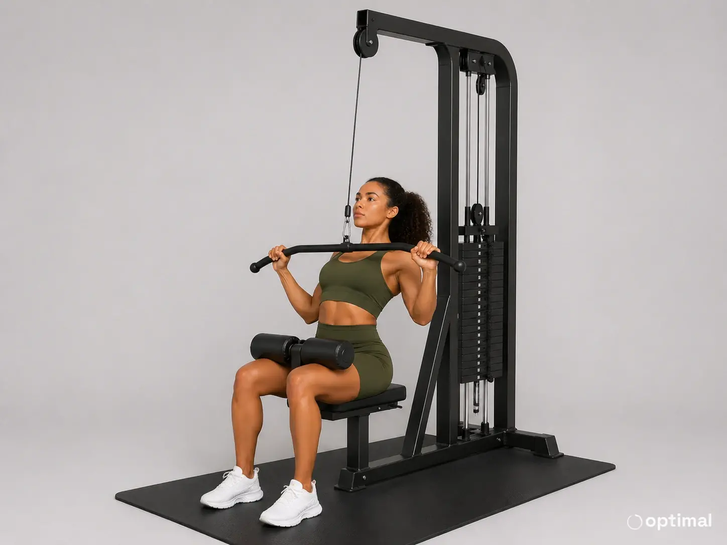 Lat pulldown bar pulled down position